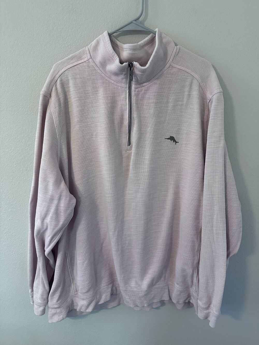 Tommy Bahama Sweatshirt Pullover Half Zip Tobago Bay Light Pink XXXL long sleeve